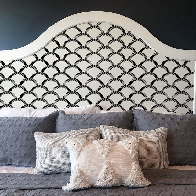 Tempaper Black & Cream Mosaic Scallop Removable Peel and Stick Wallpaper, 20.5 in X 16.5 ft, Made in the USA - Image 4